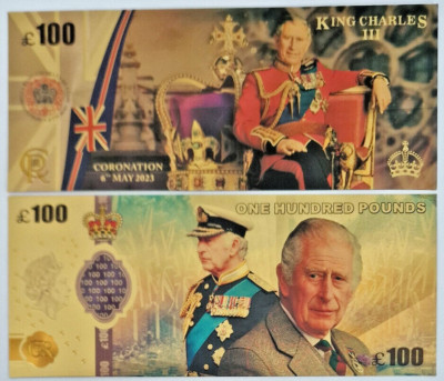 King Charles III- Coronoation 6th May 2023 - Colorful Golden Note