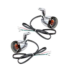 Chrome Turn Signal With Relocation Bracket Swivel Kit For Harley Fatboy Softail