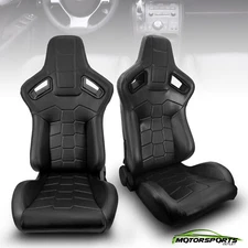 JDM Reclinable Premium PVC Main Black Racing Seats Car Seats Pair