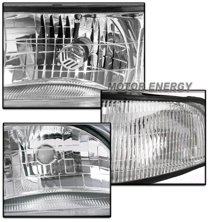 FOR 97-99 BUICK LESABRE CRYSTAL STYLE CHROME HEADLIGHT LAMP W/DRL LED ...