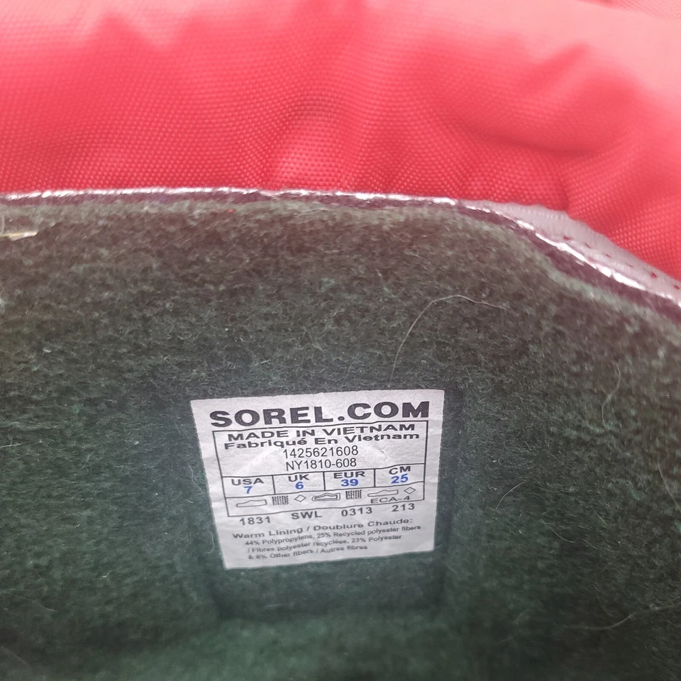 Sorel Flurry Youth Big Boys TEEN tamanho 7 preto/vermelho/roxo forrado de feltro impermeável - Imagem 4 de 4