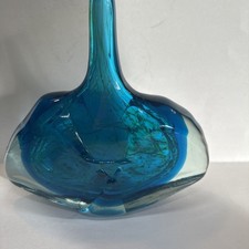 Vintage Mdina Glass Studio Attrib MICHAEL HARRIS Malta Fish/Axehead Vase Signed