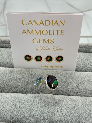 Kanadischer Ammolith Edelsteine Sterlingsilber Multigem Kaleidoskop Ring Topas Peridot