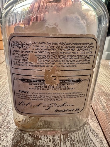 Early Whiskey Bottle Old Oscar Pepper W/Glass & Cork Stopper - Picture 9 of 12