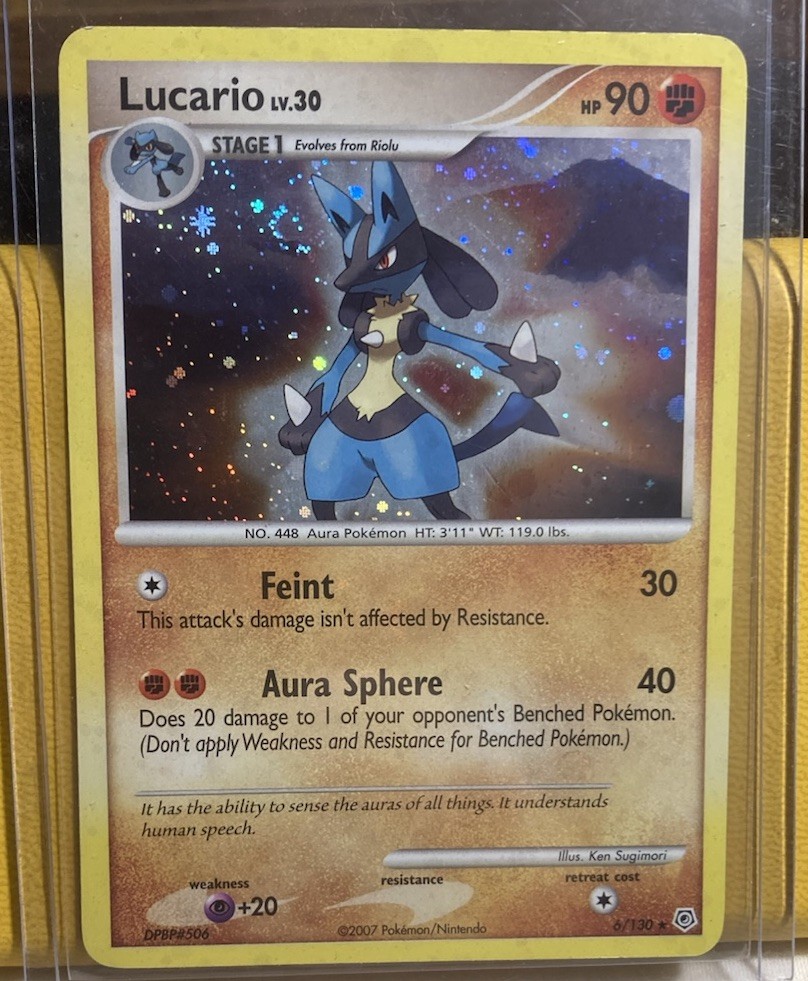 Pokemon TCG Lucario 6/130 Diamond & Pearl Holo SWIRL Rare English 2007