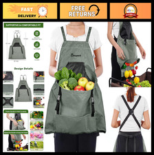 Gardening Apron with Pockets for Men  Women - Durable Farm Apron for Harvesting