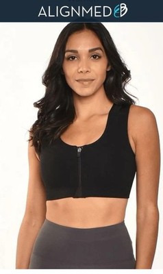 AlignMed AlignMe Zip Front Wireless Sports Bra Black 36C/D