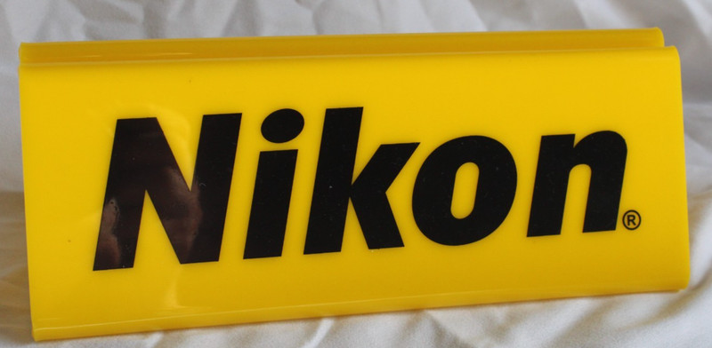 Very Rare! Nikon Yellow Triangle Acrylic Dealer Display Sign DOUBLE SIDED