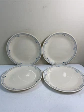 4Pc Corelle COUNTRY VIOLETS Dinner Plates 10 1/4"  Blue Flowers Sandstone