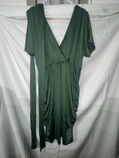 SHEIN Green Wrap Dress V-Neck Short Sleeve Knee Length Size XL