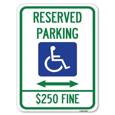 Reserved Parking $250 Fine (With Updated Symbol and Bi-Directional Arrow) | 1...