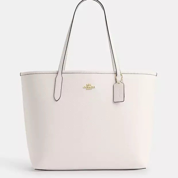 NWT Coach CR111 Leather City Tote Shoulder Bag Gold/Chalk | eBay
