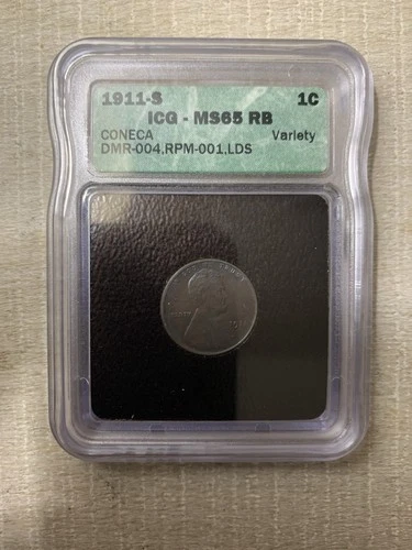 1911S LINCOLN WHEAT CENT MS-65 RB rare date and color graded ICG ms65