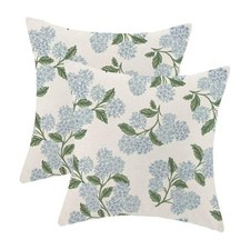 Spring Hydrangea Flowers Pillow Covers 20x20 Inch Set 20" x 20" Pack of 2 D1