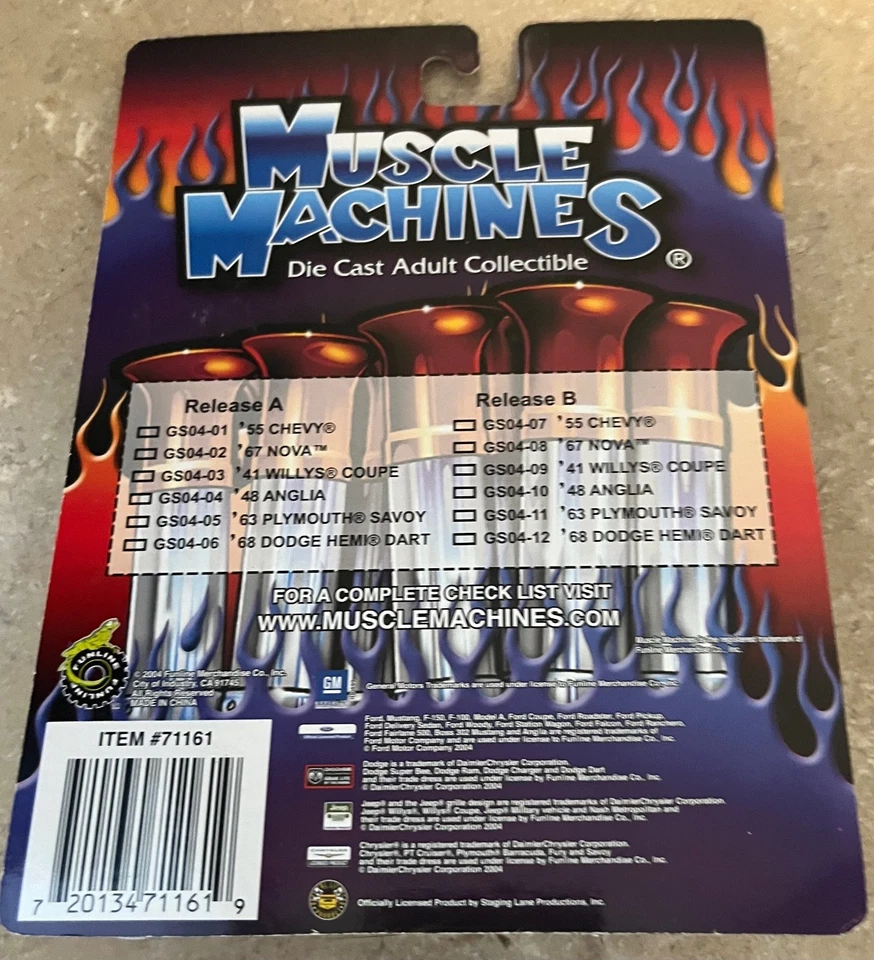 Muscle Machines "Black Window" '55 Chevy Purple  1:64 Die-Cast GS04-01 - Image 3 of 3