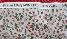 LAURA ASHLEY WILD STRAWBERRY FABRIC  23 X 15 INCHES 1979 MAY HAVE SOME STAINS 