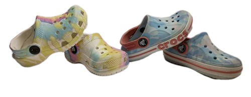 Kids Toddler Classic Tie Dye and Blue & Pink Camo Crocs Clogs Size 6C Lot of 2