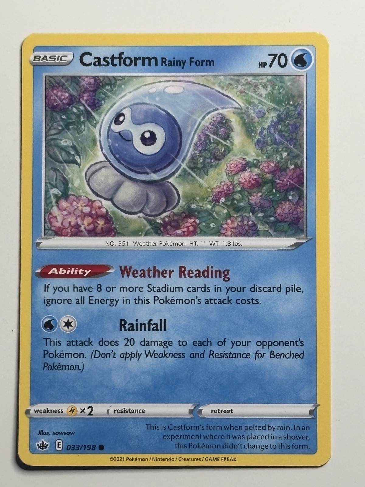 POKEMON TCG Castform Rainy Form 33/198 Common | Chilling Reign