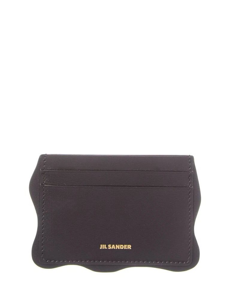 Tarjetero de cuero negro con logotipo de Jil Sander para mujer