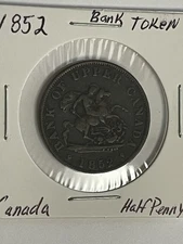 1852 Bank of Upper Canada One Penny Nice Original Coin Free Shipping