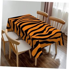Tiger Print Rectangle Tablecloth African Animal Tiger Skin Stripe Orange Black