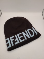 NEW Fendi FF-Motif Turn-Up Brim Beanie - Black Size Medium