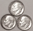 (3) Roosevelt Dimes - Circulated - 1951D 1951P 1951S - #4949