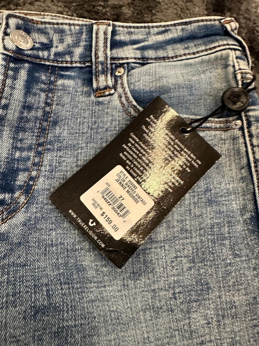 TRUE RELIGION Jennie Curvy Mid Rise Midrise Skinny Jeans Washed