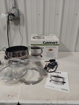 Cuisinart 3-Quart Electric Fondue Set CFO-250WS Stainless Steel Pot w/ Forks