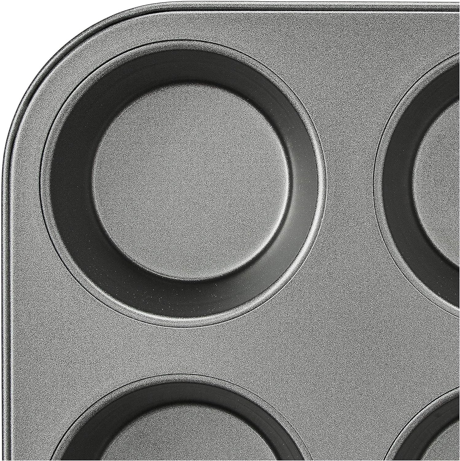 Amazon Basics Nonstick Round Muffin Baking Pan, 12 Cups, Set of 2, Gray, 13.9x10