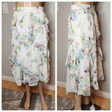 Ted Baker Size 4 Lurissa Floral-Printed Ruffle Mini Skirt Ivory Ted Size 1