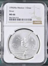 1996 MO Mexico 1 Onza Silver Libertad NGC MS 66