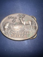 Men's Silver Metal Western Belt Buckle Outdoor Hunting Deer Oval Figural 1.5 in