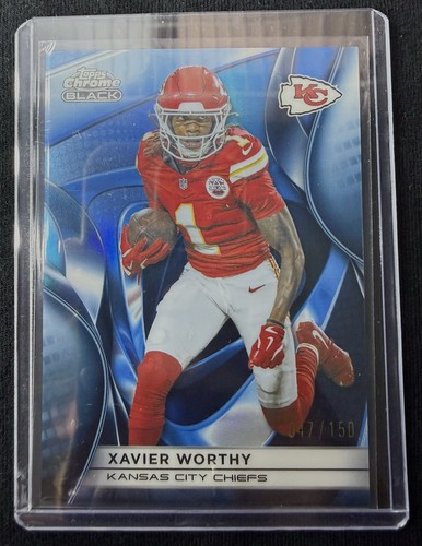 XAVIER WORTHY 2025 TOPPS CHROME BLACK ROOKIE BLUE WAVE /150 #53 Kansas CHIEFS