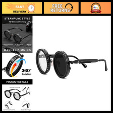 Adjustable Polarized Sunglasses for Men - Round Metal, UV400 TAC Lens, Steampunk