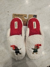 Dearfoams Slippers Cowboy Santa Woman's 9-10 Green Memory Foam Sherpa Scuff