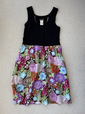Anthropologie Fei Floral Dress XS Sleeveless Black Bodice Fit & Flare