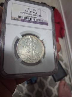 1943 D WALKING LIBERTY HALF DOLLAR ANACS MS AU DETAILS CLEANED. Gold Edge