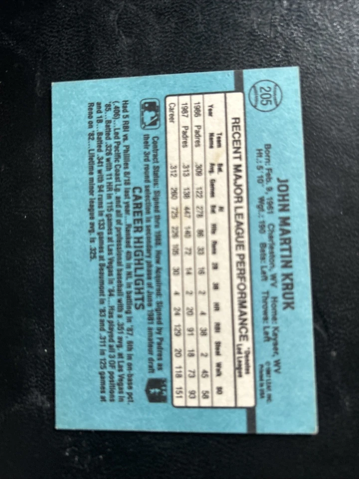 1988 Donruss - John Kruk #205 - Image 4 of 4