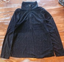 Columbia Women's Large Black Gray Geometric Fleece 1/4 Zip Pullover Long Sleeve