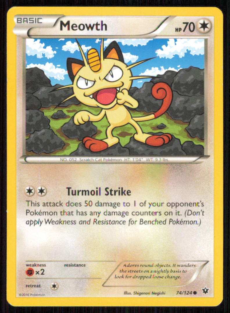 Meowth 74/124 Common Fates Collide Pokemon Moderately Played