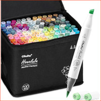 Alkohol Marker Set 120 Farben Doppelspitzig Pinsel & Breitspitze NachfüLlbar
