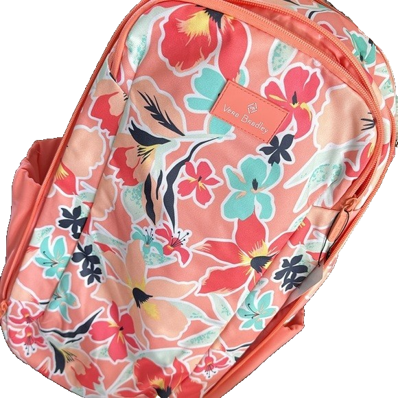 NWT Vera Bradley Travel Backpack Rain Forest Lily Coral Carry On