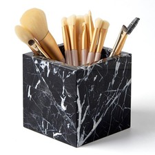 Real Luxurious Natural Marble Toothbrush Holder  Makeup Brush Organizer  Pe...