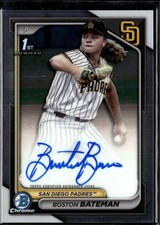 Boston Bateman 2024 Bowman Chrome 1st Auto Autograph RC San Diego Padres