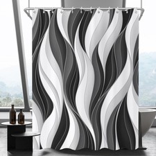 Black and Grey Shower Curtain Modern Abstract Black White Grey Ombre Striped ...