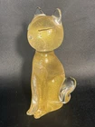 VTG Murano Italy Art Glass Cat 7”Figurine With Gold Dust Flecks (No Label)