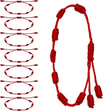 8Pcs Red String Bracelets Adjustable 7 Knot Cord Lucky Protection Friendship Set