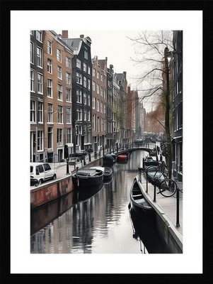 Moderne Amsterdamer Kanäle gerahmtes Wandbild Poster Leinwanddruck Bild