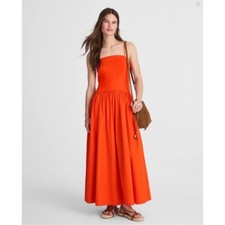 Madewell Poplin Seamed Maxi Dress Fiery Orange 6